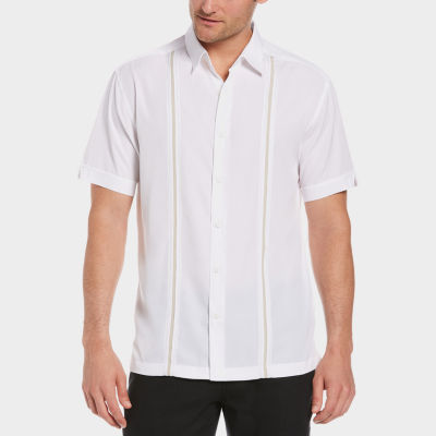 Cubavera Pick Stitch Mens Regular Fit Short Sleeve Panel Button-Down Shirt