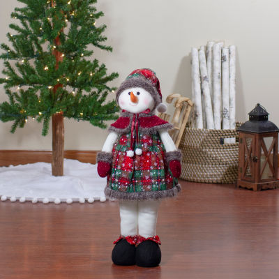 Northlight 24in Red And Green Jolly Plush Girl Snowman Christmas Christmas Figurine