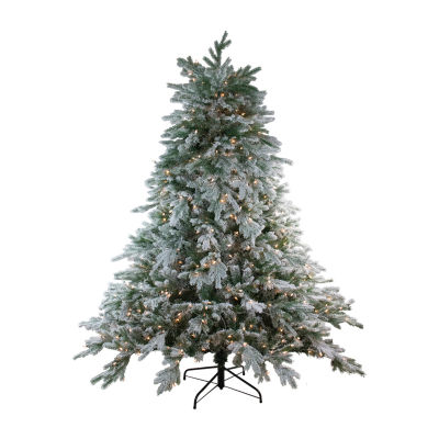 Northlight Full Frosted Butte Artificial Clear Lights 9 Foot Pre-Lit Fir Christmas Tree