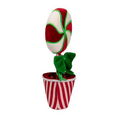 Northlight 16.5in Plush Potted Peppermint Twist Lollipop Christmas Decoration Christmas Tabletop Decor