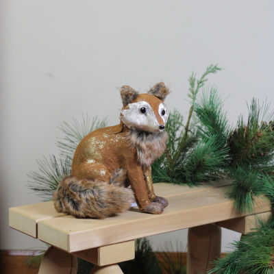 Northlight 10.25in Plush Brown Sitting Fox Animal Decoration Christmas Gnome