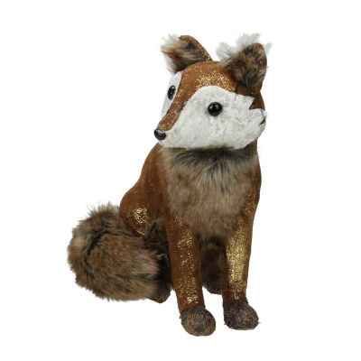 Northlight 10.25in Plush Brown Sitting Fox Animal Decoration Christmas Gnome