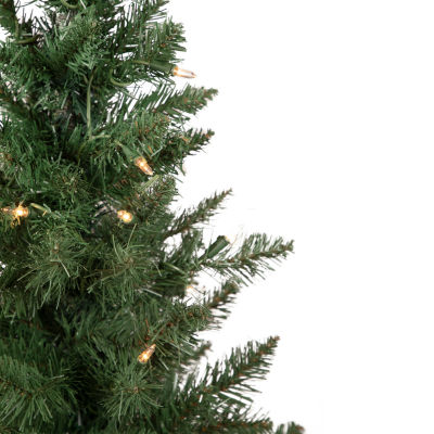 Northlight Set Of 2 Potted Porch Topiary Slim Artificial Clear Lights 4 Foot Pre-Lit Pine Christmas Tree
