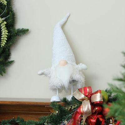 Northlight 24in Pure White Sparkling Saul Bobble Action Christmas Gnome