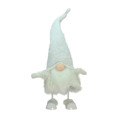 Northlight 24in Pure White Sparkling Saul Bobble Action Christmas Gnome