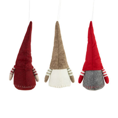 Northlight Set Of 3 Red And Gray Bearded Chubby Santa Christmas 10.5in Gnome