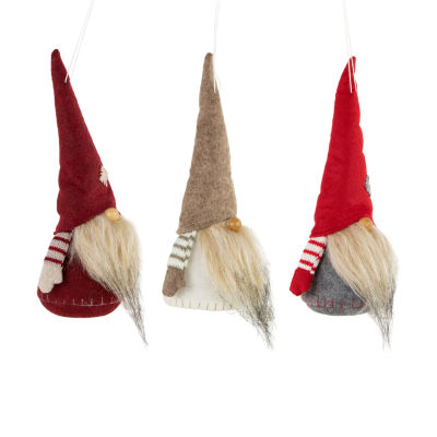 Northlight Set Of 3 Red And Gray Bearded Chubby Santa Christmas 10.5in Gnome