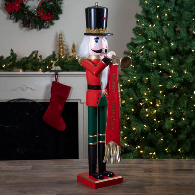Northlight 36in Red And Green  Soldier With Horn Christmas Nutcracker