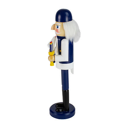 Northlight 14in Blue And White Wooden Hanukkah With Menorah And Dreidel Christmas Nutcracker, One Size, Blue