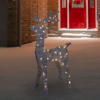 Northlight 39.5in Led Lighted Silver Glitter Reindeer Christmas Yard Art