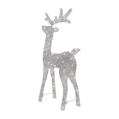 Northlight 39.5in Led Lighted Silver Glitter Reindeer Christmas Yard Art