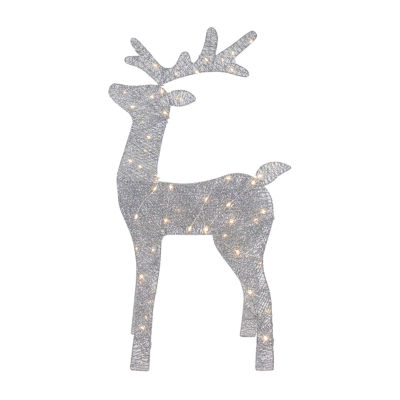 Northlight 39.5in Led Lighted Silver Glitter Reindeer Christmas Holiday Yard Art