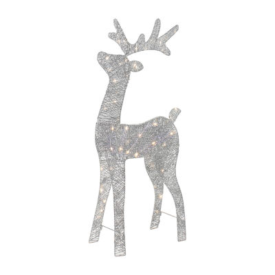 Northlight 39.5in Led Lighted Silver Glitter Reindeer Christmas Yard Art