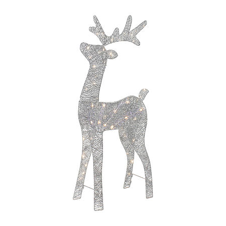 Northlight 39.5in Led Lighted Silver Glitter Reindeer Christmas Yard Art, One Size, Silver