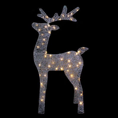 Northlight 39.5in Led Lighted Silver Glitter Reindeer Christmas Yard Art