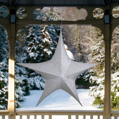 Northlight 44in Silver Tinsel Foldable Star Christmas Yard Art