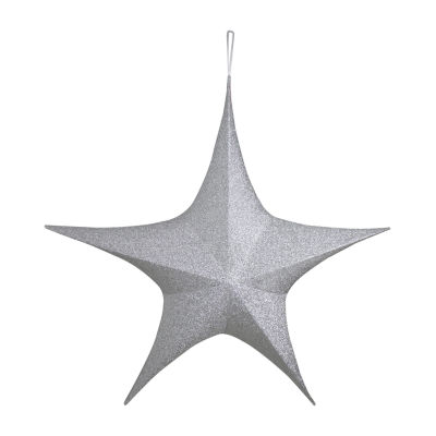 Northlight 44in Silver Tinsel Foldable Star Christmas Holiday Yard Art