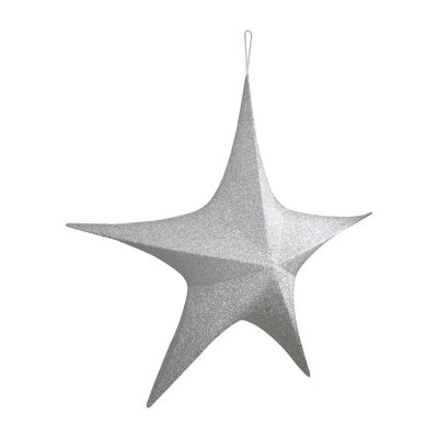 Northlight 44in Silver Tinsel Foldable Star Christmas Yard Art