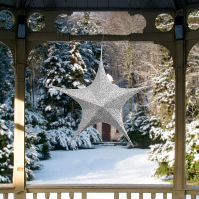 Northlight 30in Silver Tinsel Foldable Star Christmas Holiday Yard Art