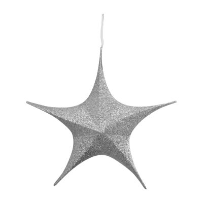 Northlight 30in Silver Tinsel Foldable Star Christmas Holiday Yard Art