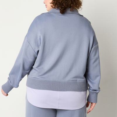 Stylus Plus Womens High Neck Long Sleeve Quarter-Zip Pullover