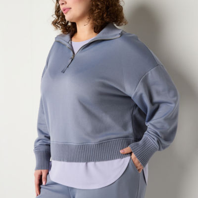 Stylus Plus Womens High Neck Long Sleeve Quarter-Zip Pullover