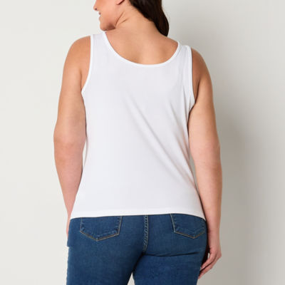 a.n.a Plus Womens U Neck Sleeveless Ribbed Tank Top