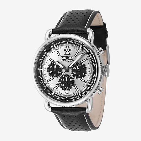 Invicta Mens Black Leather Bracelet Watch 47363, One Size -  05121010018