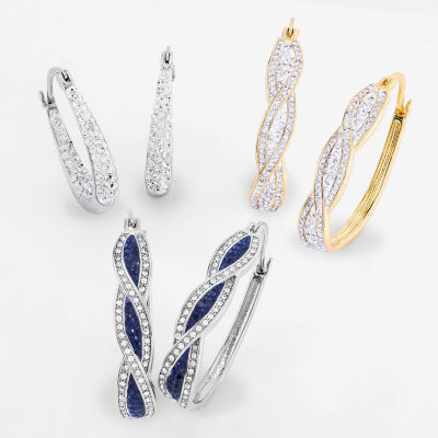 Sparkle Allure Womens Crystal 28mm Hoop Earrings