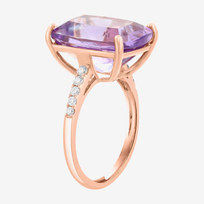 Effy Final Call Womens 1/5 CT. Genuine Purple Amethyst 14K Rose Gold Cocktail Ring