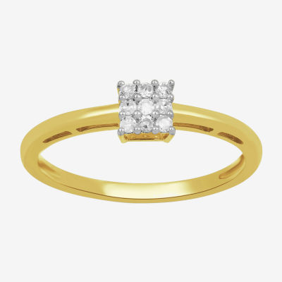 (I / I2) Womens 1/10 CT. T.W. Lab Grown White Diamond 10K Gold Engagement Ring