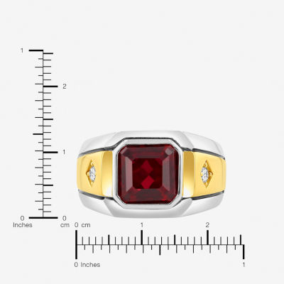 Mens Lab-Created Gemstone & White Sapphire Ring
