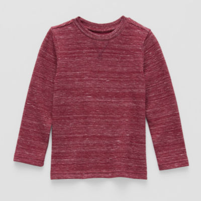 Okie Dokie Toddler & Little Boys Textured Knit Crew Neck Long Sleeve T-Shirt