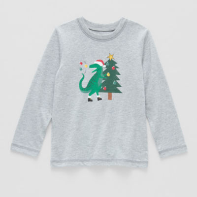 Okie Dokie Toddler & Little Boys Crew Neck Long Sleeve Regular Fit Graphic T-Shirt