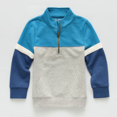 Okie Dokie Toddler & Little Boys High Neck Long Sleeve French Terry Casual Quarter-Zip Pullover