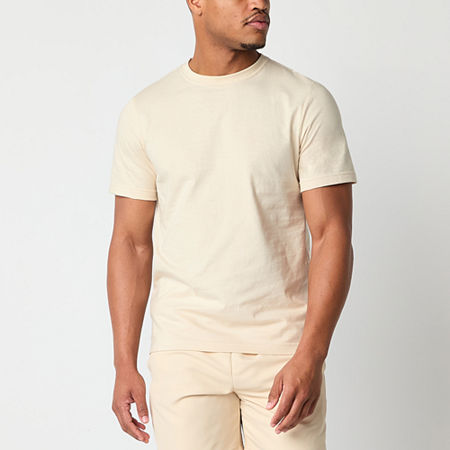 Xersion Xtreme Cotton Mens Crew Neck Short Sleeve T-Shirt, Medium, Beige