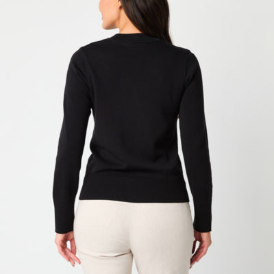Liz Claiborne Womens V Neck Long Sleeve Button Cardigan