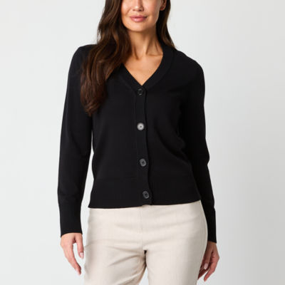 Liz Claiborne Womens V Neck Long Sleeve Button Cardigan