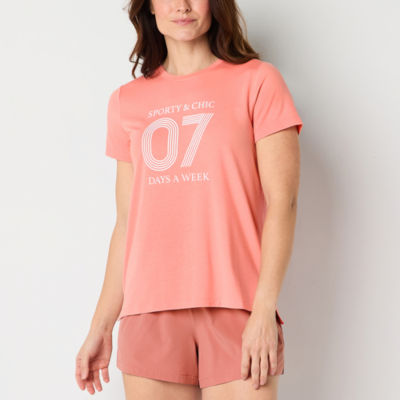 Xersion Womens Crew Neck Short Sleeve Graphic T-Shirt