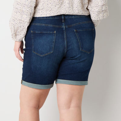a.n.a Womens High Rise 8" Denim Short-Plus