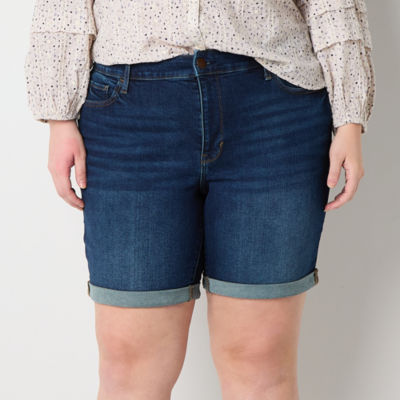 a.n.a Womens High Rise 8" Denim Short-Plus