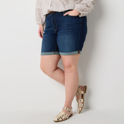 a.n.a Womens High Rise 8" Denim Short-Plus