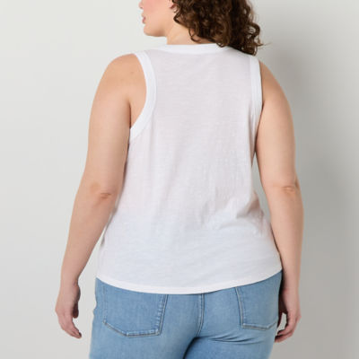 a.n.a Womens Plus U Neck Sleeveless Tank Top