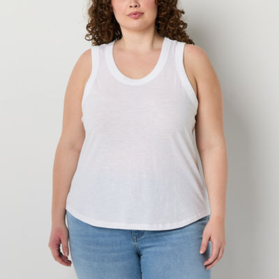 a.n.a Womens Plus U Neck Sleeveless Tank Top