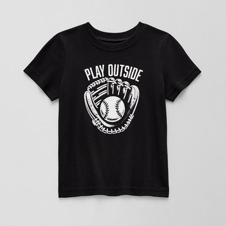 Okie Dokie Toddler & Little Boys Active Crew Neck Short Sleeve Graphic T-Shirt, 18 Months, Black