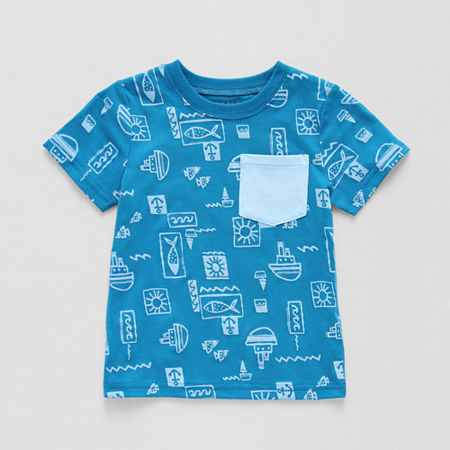 Okie Dokie Toddler & Little Boys Crew Neck Short Sleeve Graphic T-Shirt, 3t, Blue