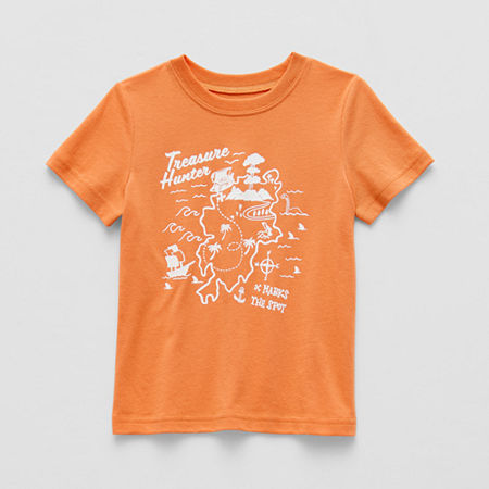 Okie Dokie Toddler & Little Boys Crew Neck Short Sleeve Graphic T-Shirt, 2t, Orange