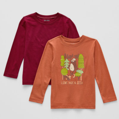 Okie Dokie Toddler & Little Boys Crew Neck Long Sleeve Regular Fit 2-pc. Graphic T-Shirt