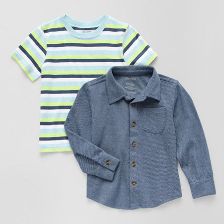 Okie Dokie Toddler & Little Boys 2-pc. T-Shirt & Button-Down Shirt Set, 12 Months, Blue