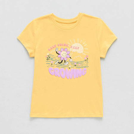Thereabouts Little & Big Girls Round Neck Short Sleeve Graphic T-Shirt, X-large (18.5) Plus, Yellow